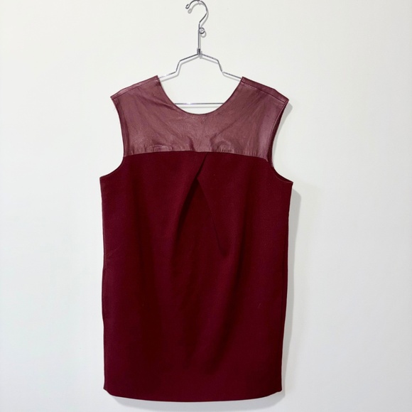 Banana Republic Monogram Leather Cocoon Dress Burgundy Size 8 - Picture 4 of 10